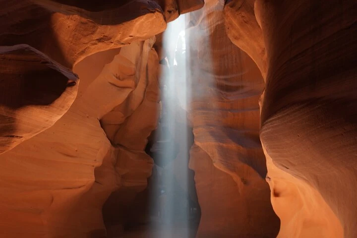 A shaft of light entering Upper Antelope Canyon